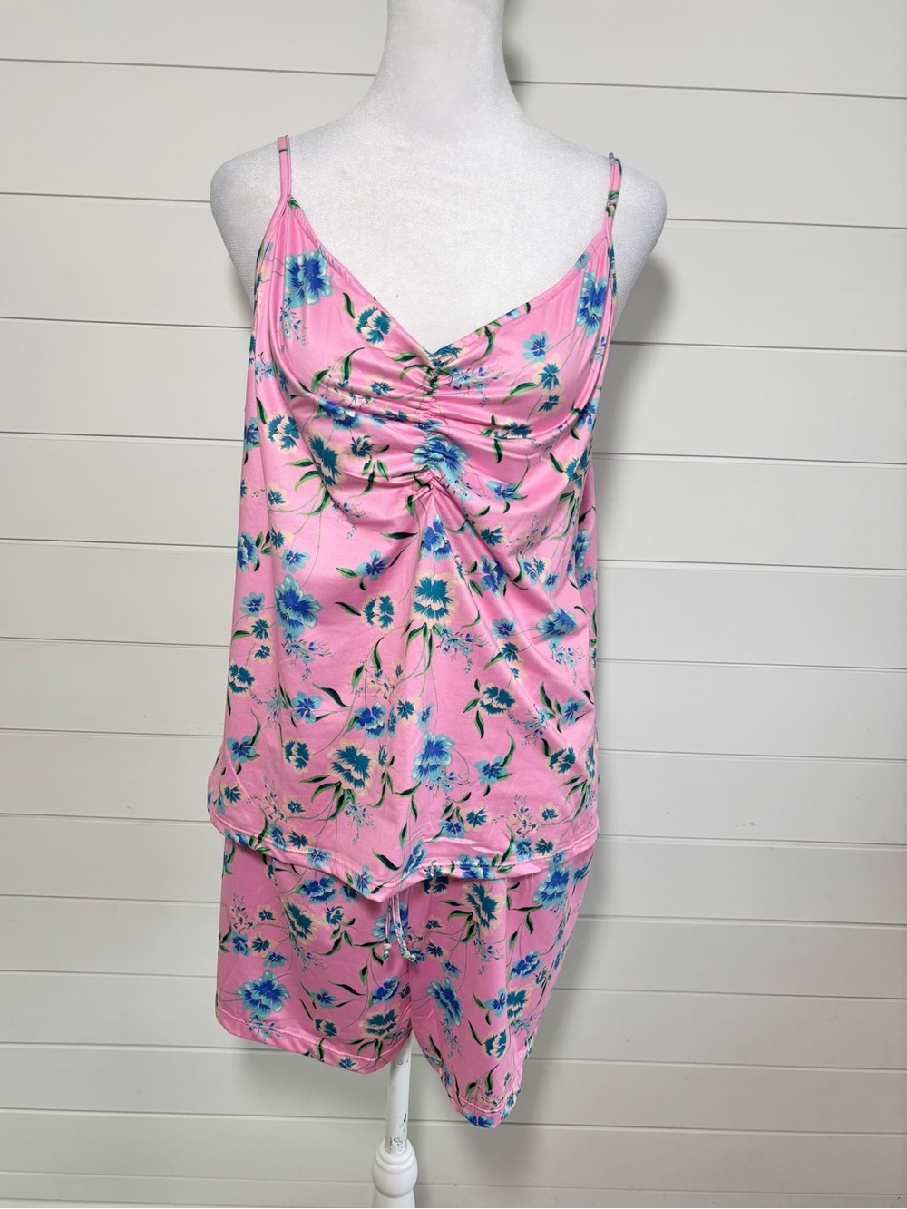 Laundry By Shelli Segal Pink Floral Satin Cami & Shorts Set size XL